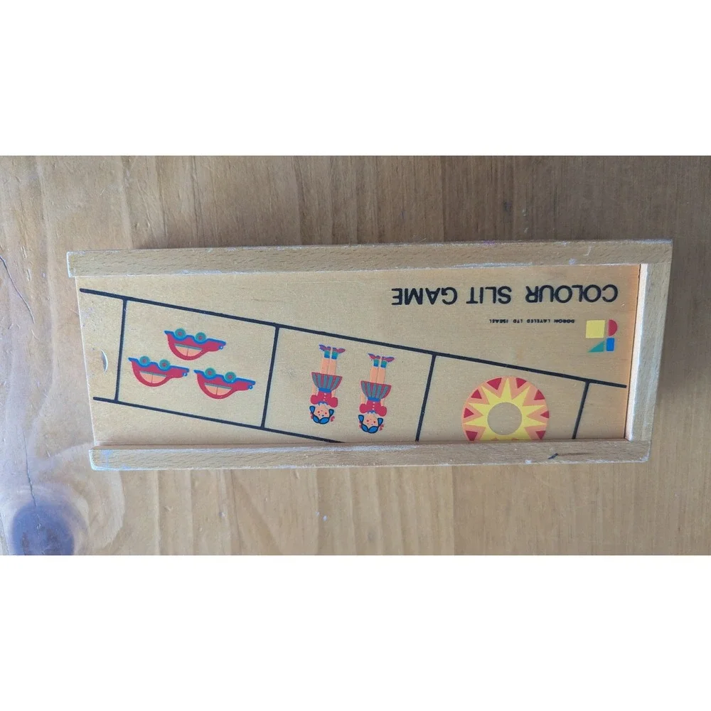 Vintage Doron Layeled Colour Slit Game Wooden Educational Matching Toy Israel